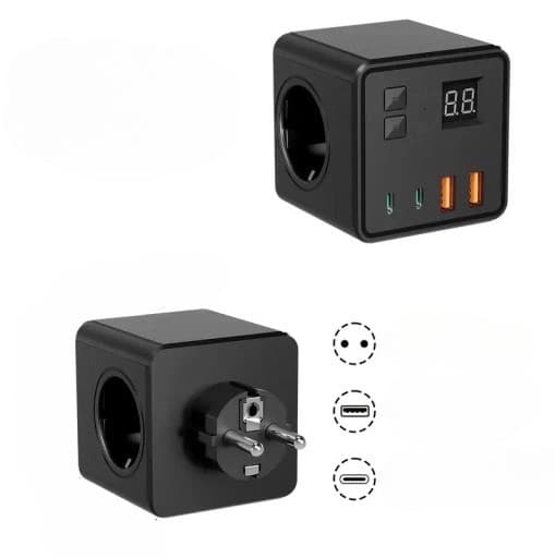 ✅Multifunkcyjna Ładowarka 3-Gniazdkowa.
Funkcja Timera.
Wyświetlacz Cyfrowy.
2x Port USB
2x Port C