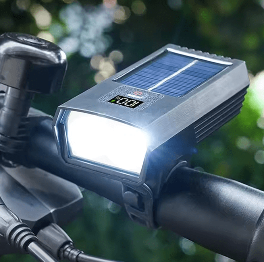 ✅Rowerowy Reflektor Solarny.
400 Lumenów.
Wyświetlacz Cyfrowy