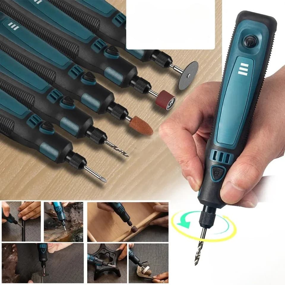 ✅Mini Szlifierka Elektryczna.
3 Biegi Pracy.
Zestaw Akcesorów (50szt).
7000mAh