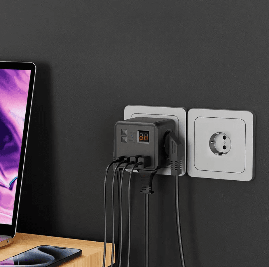 ✅Multifunkcyjna Ładowarka 3-Gniazdkowa.
Funkcja Timera.
Wyświetlacz Cyfrowy.
2x Port USB
2x Port C