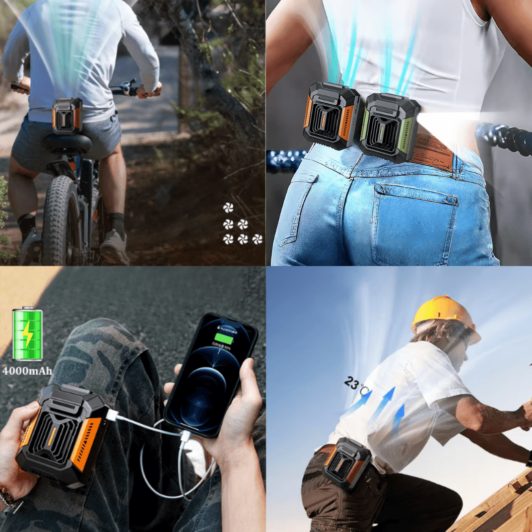 ✅Mini Wentylator Przyczepiany Do Paska/Koszulki
-3 Biegi Pracy
- Power Bank 
-Waga 250 Gram
-11x9 CM
-24H  Pracy
-Latarka Awaryjna. 
Ulga Na Uplane Dni
